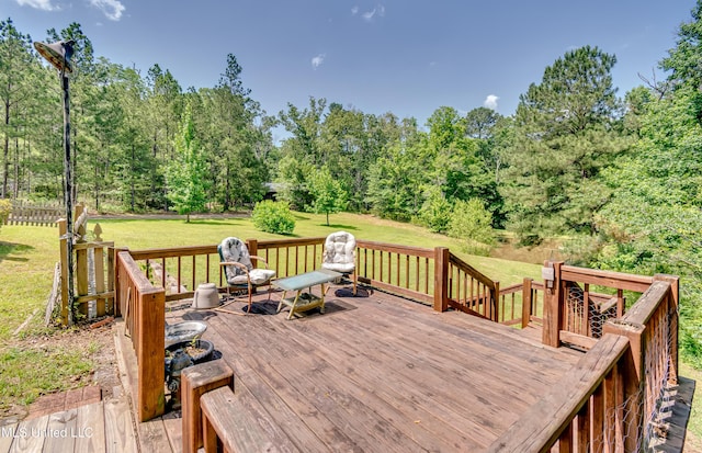 354 Lakeway Dr, Brandon, MS 39047 - wooden deck with a lawn and a forest view