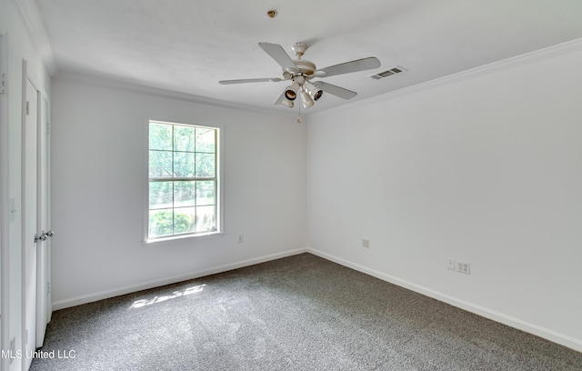 354 Lakeway Dr, Brandon, MS 39047 - carpeted empty room with crown molding, baseboards, and ceiling fan