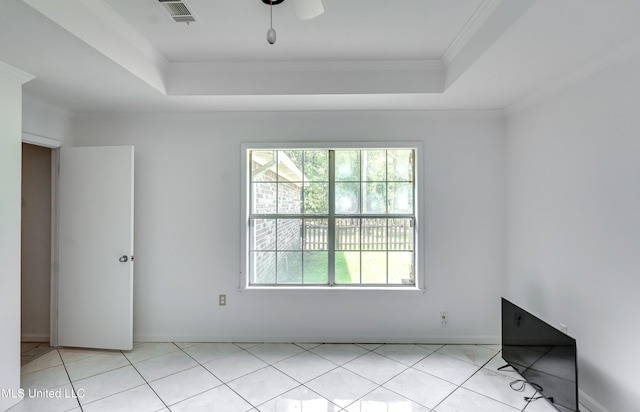 354 Lakeway Dr, Brandon, MS 39047 - unfurnished room with a tray ceiling and ornamental molding