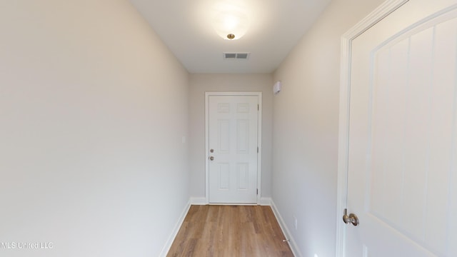 doorway featuring light wood-type flooring