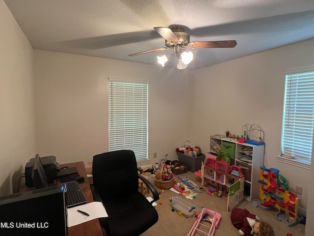 office featuring ceiling fan