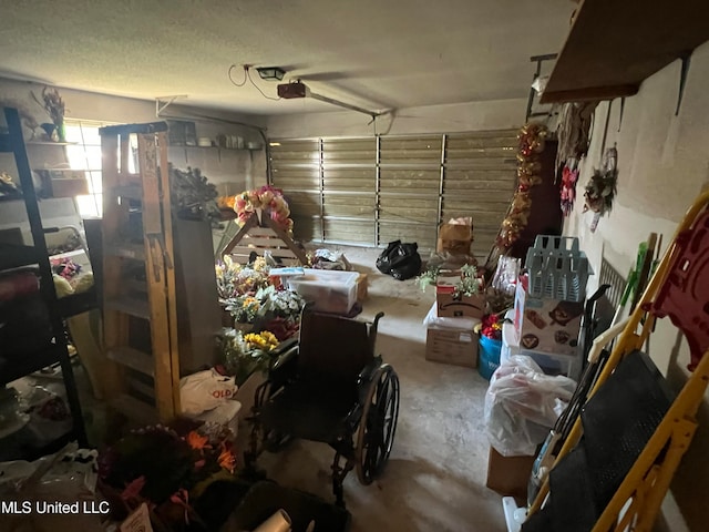 garage with a garage door opener