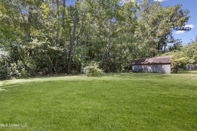 view of yard featuring an outbuilding