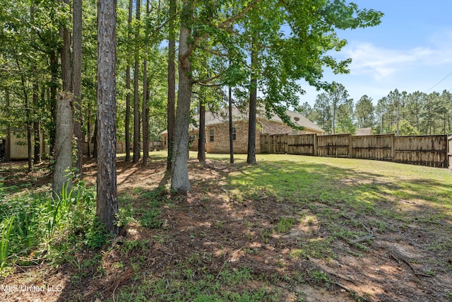 view of yard featuring fence