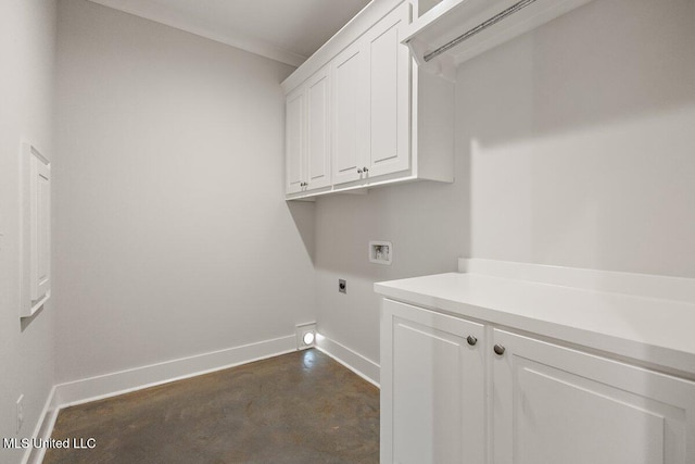 850 Glenwild Cir, Canton, MS 39046 - washroom with electric dryer hookup, hookup for a washing machine, cabinet space, and baseboards