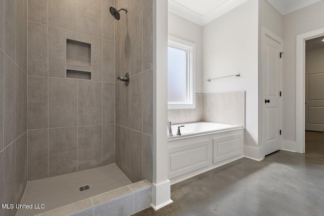 850 Glenwild Cir, Canton, MS 39046 - full bath with tiled shower, a garden tub, concrete flooring, and baseboards