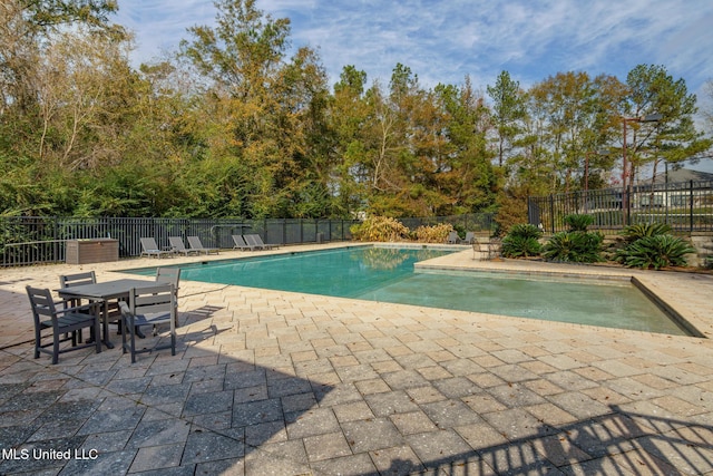 view of swimming pool featuring a patio