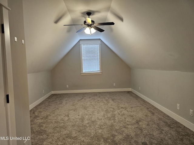 3545 Bailey Ln, Southaven, MS 38672 - bonus room with carpet floors, a ceiling fan, lofted ceiling, and baseboards
