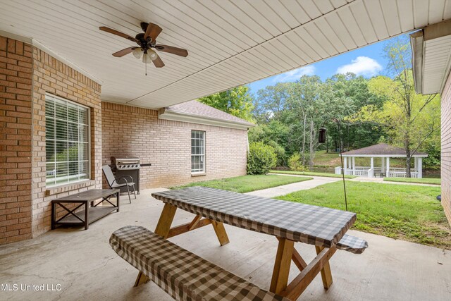 view of patio / terrace with ceiling fan