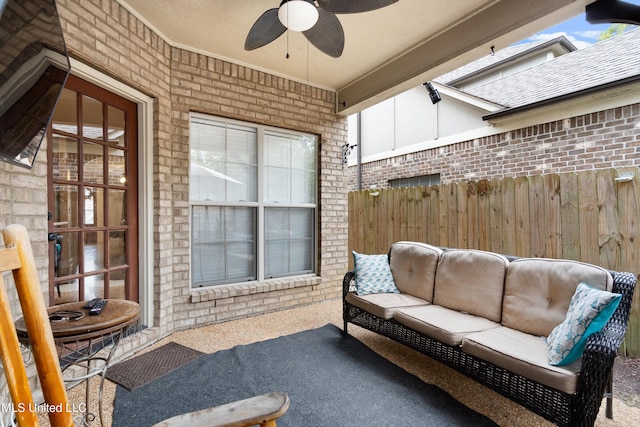 view of patio with ceiling fan