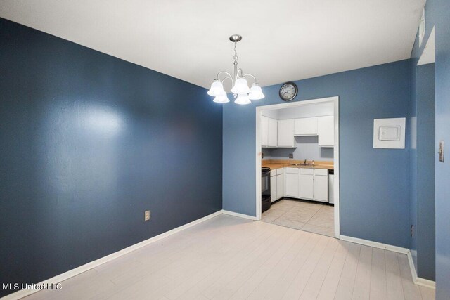 5155 Wayneland Dr Unit F6, Jackson, MS 39211 - unfurnished dining area featuring a sink, a chandelier, and baseboards