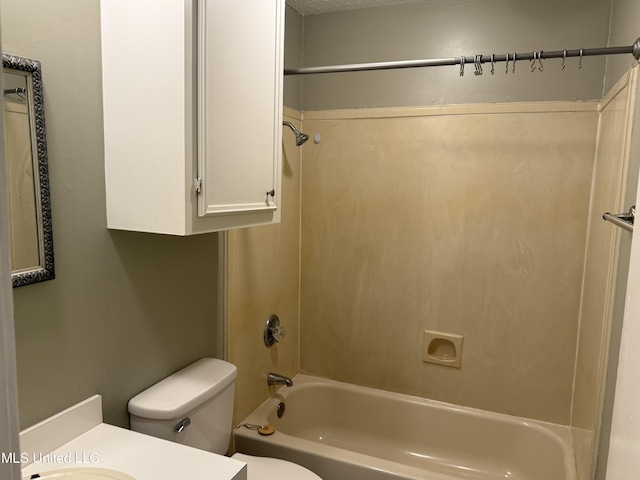 full bathroom featuring toilet, shower / washtub combination, and vanity