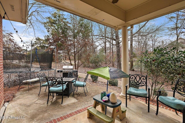 view of patio with a trampoline