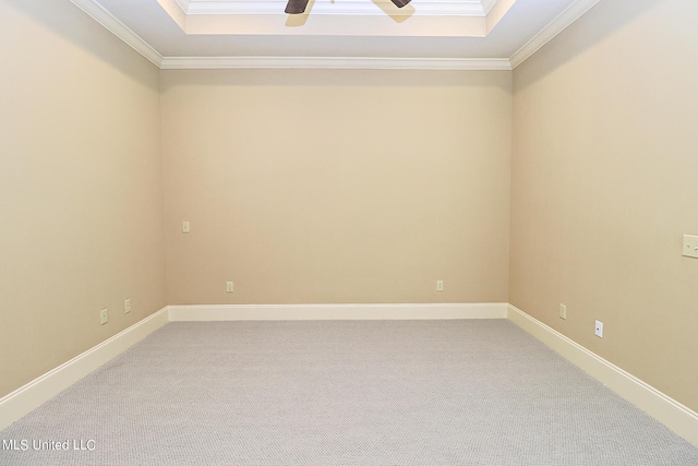 spare room featuring carpet and crown molding