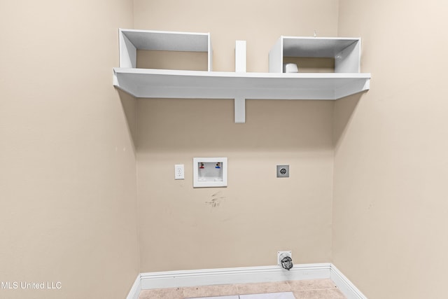 laundry area featuring tile patterned flooring, electric dryer hookup, and hookup for a washing machine