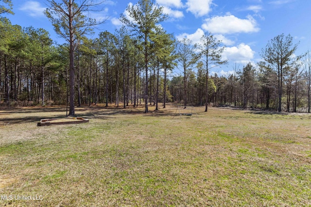 view of yard featuring a view of trees