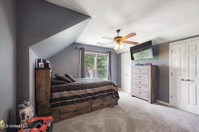 4872 Bobo Pl, Olive Branch, MS 38654 - bedroom featuring carpet flooring, a ceiling fan, and lofted ceiling