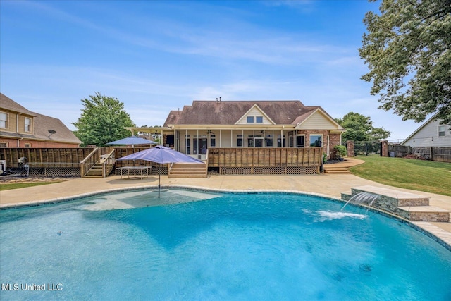 4872 Bobo Pl, Olive Branch, MS 38654 - view of swimming pool featuring a wooden deck and a patio area