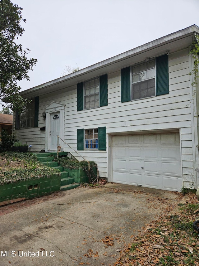 bi-level home with a garage