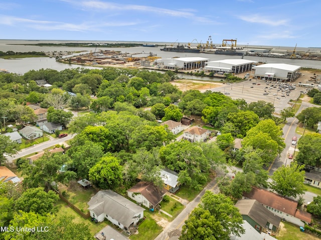 aerial view of a nearby body of water