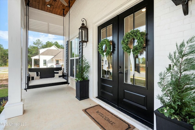 property entrance with a porch