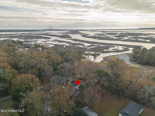 bird's eye view featuring a water view