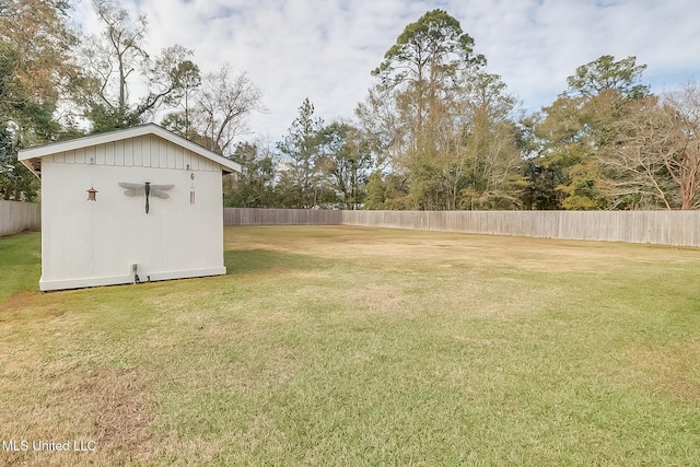 view of yard with a storage unit