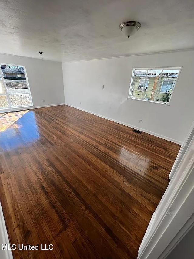 empty room featuring dark wood-type flooring