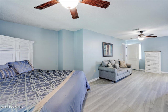 315 Wilson Welch Rd, Mendenhall, MS 39114 - bedroom featuring light wood finished floors, baseboards, a ceiling fan, and a textured ceiling