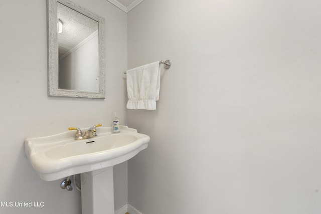 bathroom featuring ornamental molding