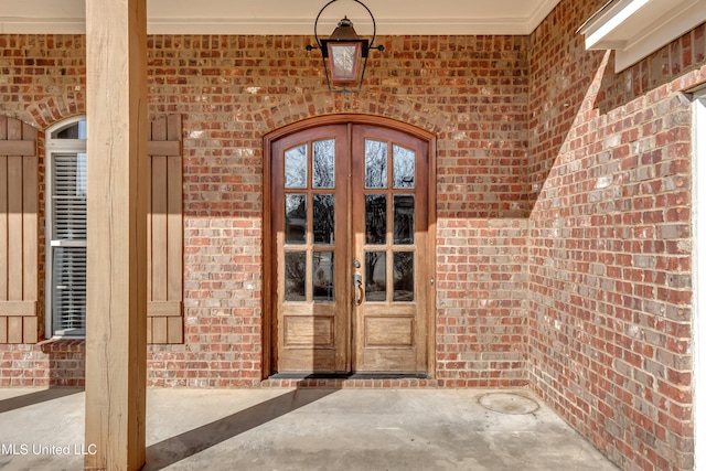 view of exterior entry with french doors