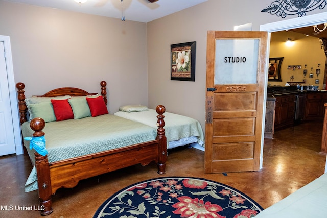 bedroom with vaulted ceiling