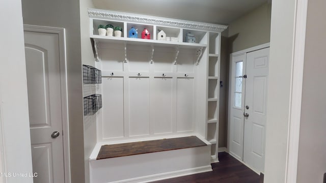 mudroom featuring dark hardwood / wood-style floors