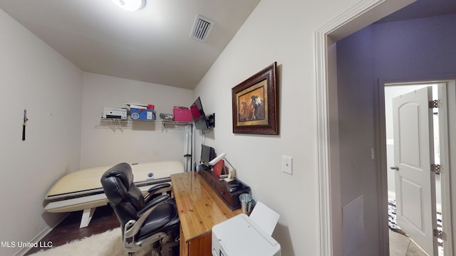 home office with light wood-type flooring