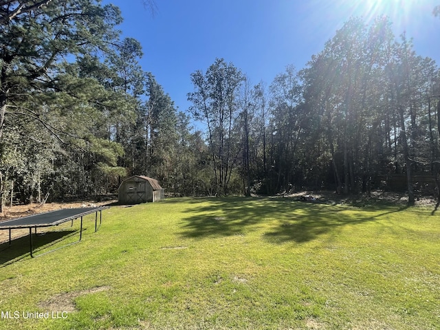 view of yard featuring an outbuilding, fence, a detached carport, and a shed