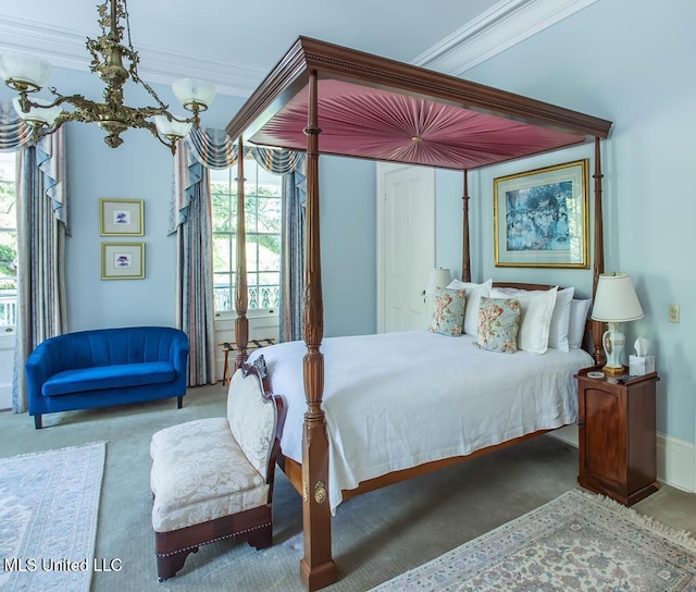 bedroom featuring crown molding