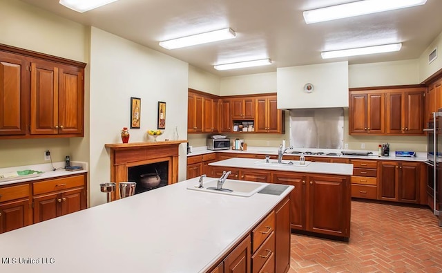 kitchen with an island with sink and sink