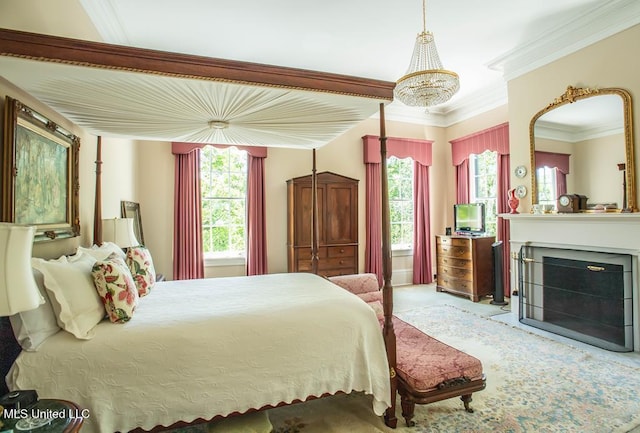 bedroom featuring crown molding