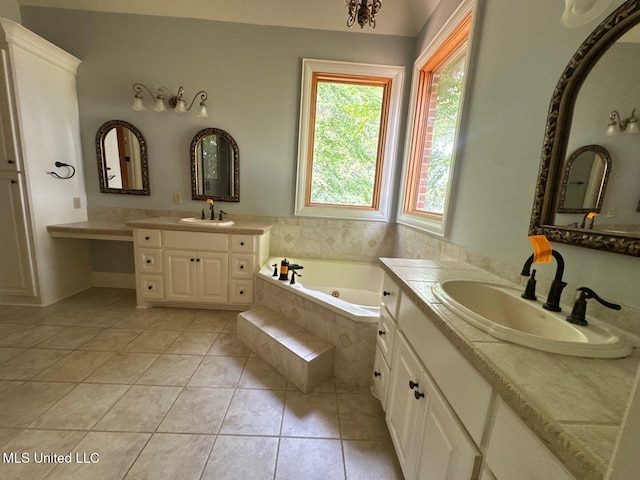 162 Lake Ridge Dr, Madison, MS 39110 - full bath featuring tile patterned flooring, a jetted tub, and two vanities