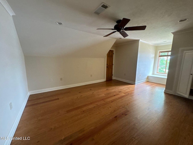 162 Lake Ridge Dr, Madison, MS 39110 - additional living space featuring wood finished floors, ceiling fan, baseboards, and lofted ceiling
