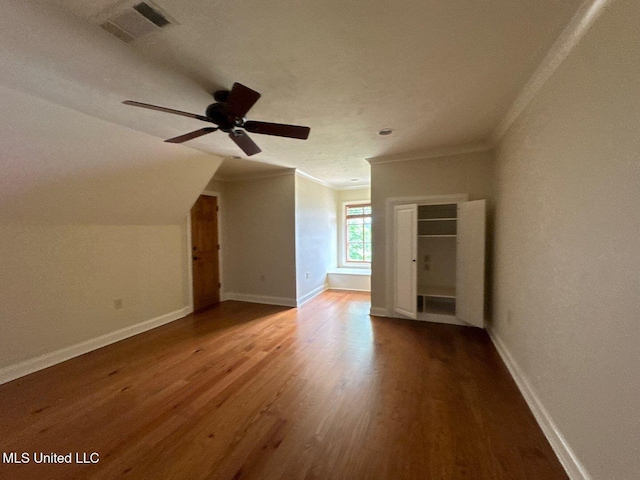162 Lake Ridge Dr, Madison, MS 39110 - additional living space with wood finished floors, baseboards, and a ceiling fan