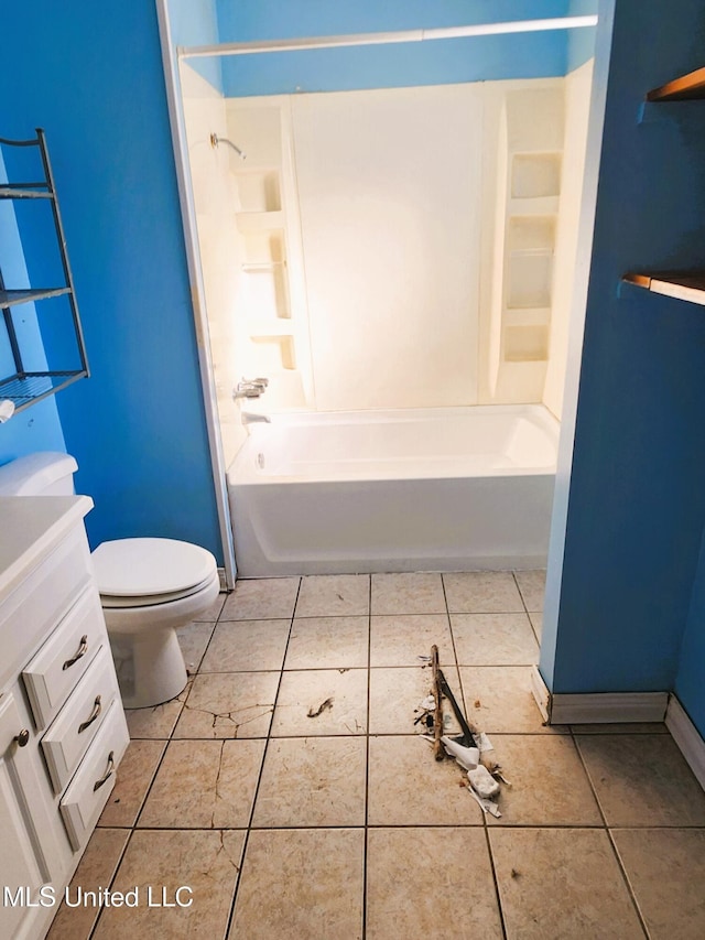 full bathroom featuring vanity, toilet, and shower / bathtub combination