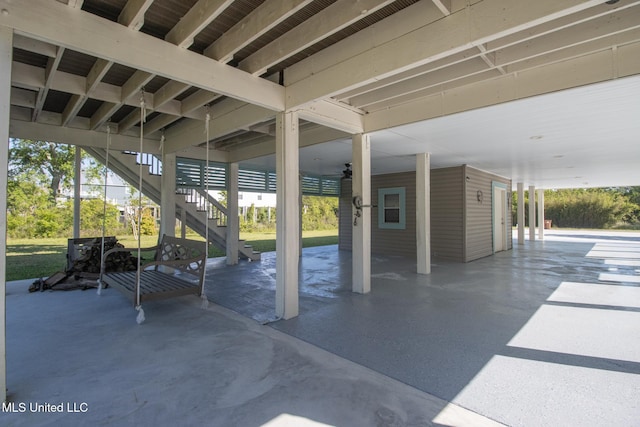 view of patio with stairs