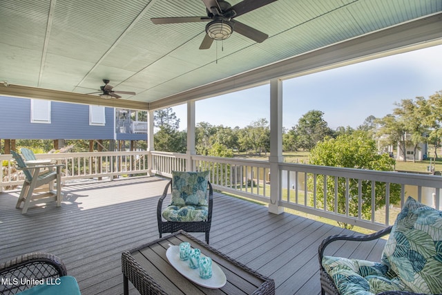 deck featuring ceiling fan