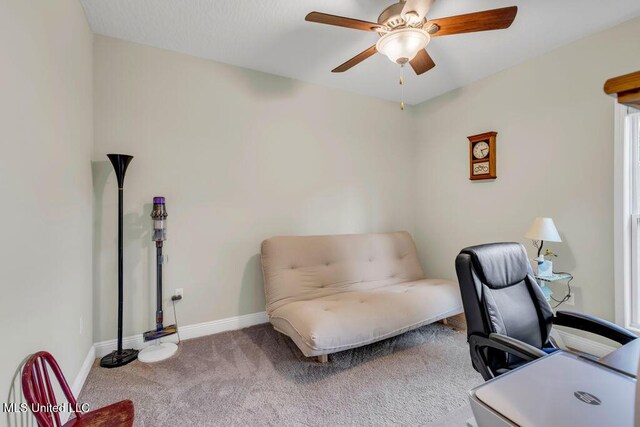 10714 Lilinoe Way, Diamondhead, MS 39525 - carpeted home office featuring a ceiling fan and baseboards