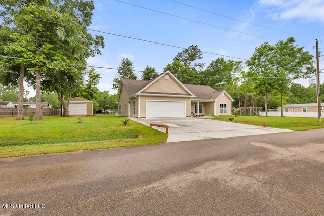 10714 Lilinoe Way, Diamondhead, MS 39525 - ranch-style house featuring an attached garage, a front yard, fence, and driveway