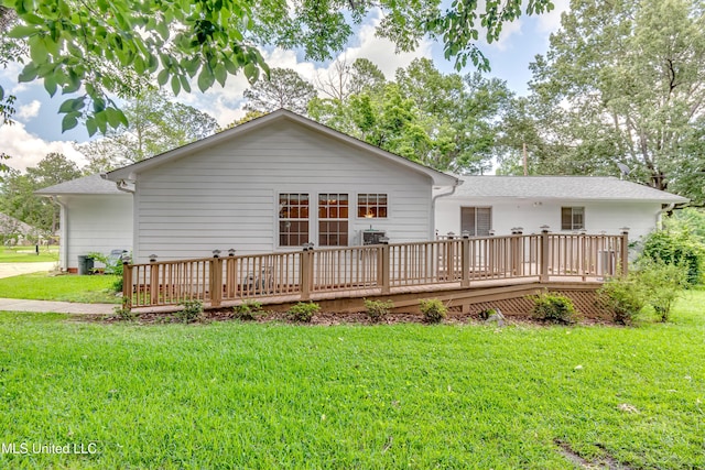 315 Church St, Madison, MS 39110 - rear view of house with a wooden deck, a yard, and a shingled roof