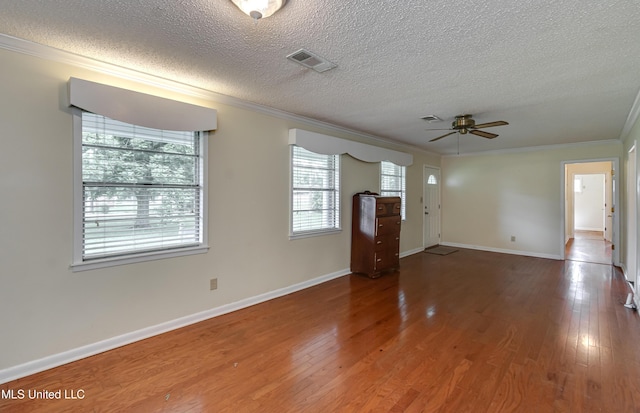 315 Church St, Madison, MS 39110 - unfurnished room featuring crown molding, a textured ceiling, wood finished floors, a ceiling fan, and baseboards