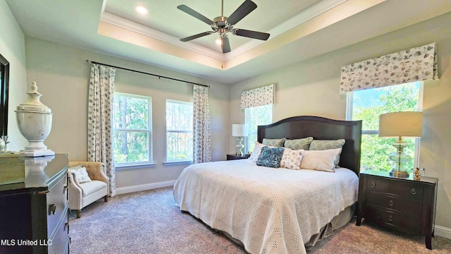 15109 Windmill Ridge Parkway, Diberville, MS 39540 - bedroom with crown molding, carpet, a raised ceiling, and ceiling fan