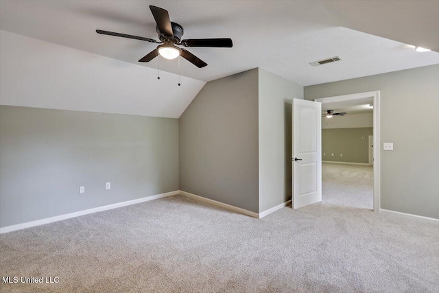 207 Keystone Pl, Brandon, MS 39042 - additional living space with carpet flooring, a ceiling fan, vaulted ceiling, and baseboards